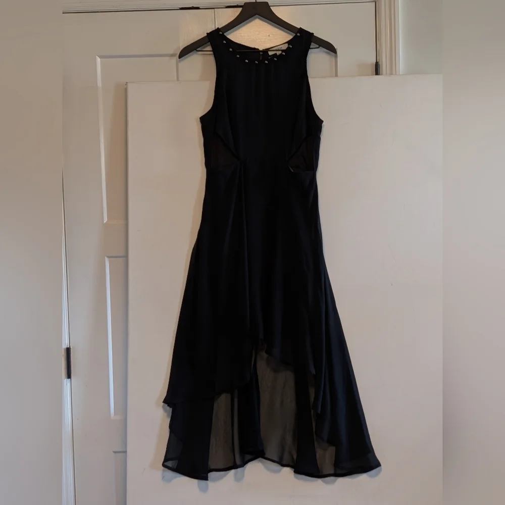 Umgee Black High Low Maxi Dress Cutout Waist Embellished Neck Sleeveless Large - Picture 2 of 8